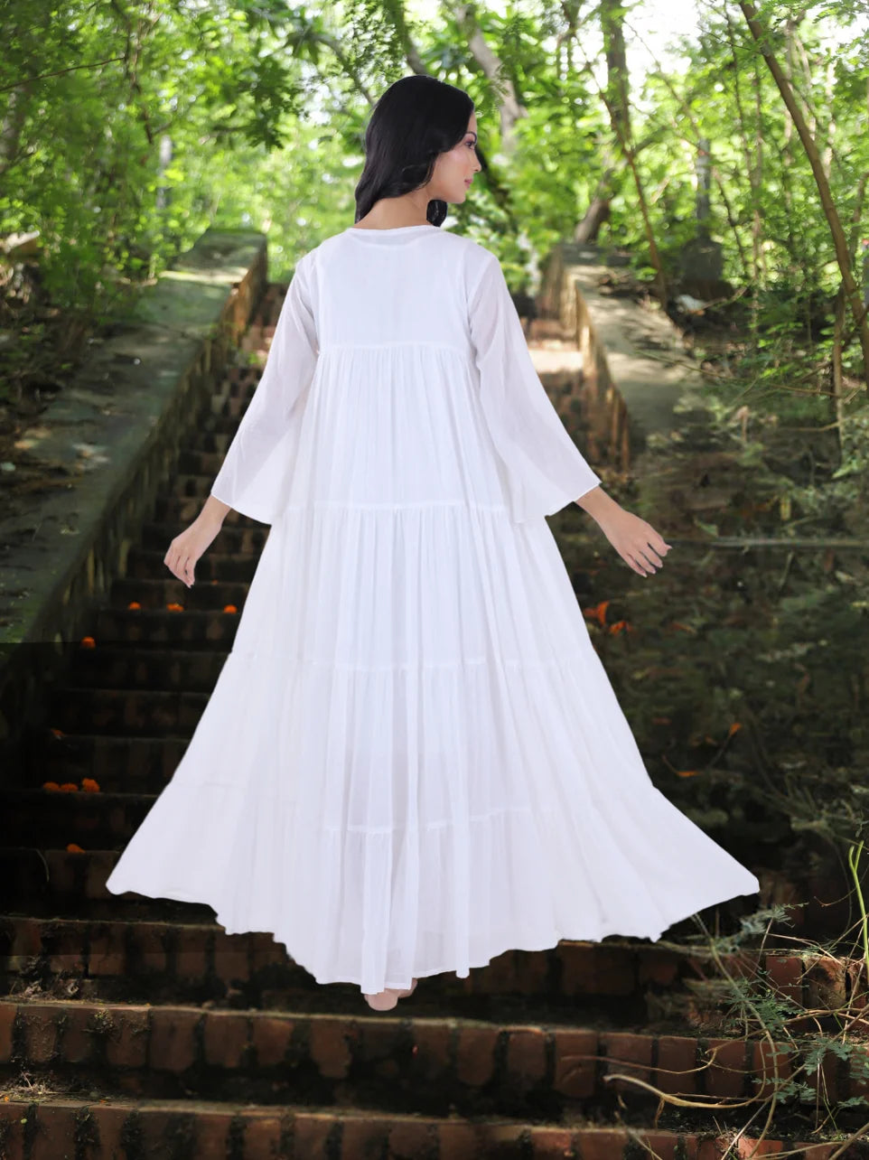 Aruna Dharmi - White Mulmul Angle Gown For Women