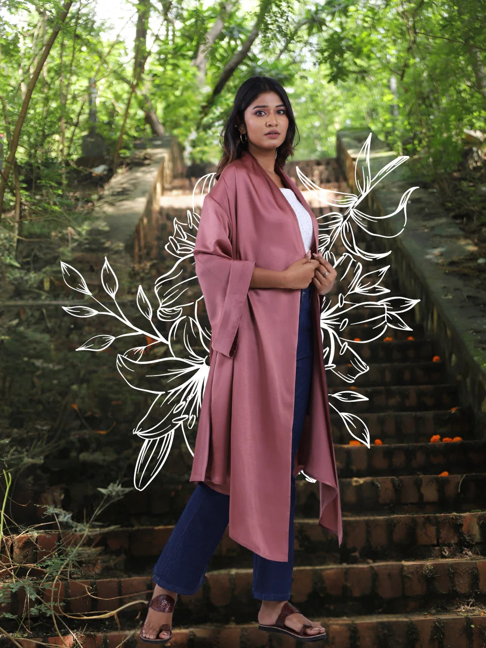 Jamini Tara - Onion Pink Flared Sleeves Shrug