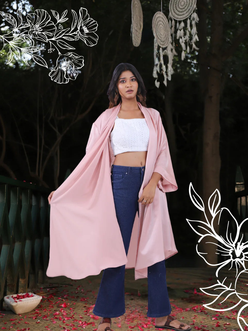 Jamini Tara - Blush Pink Flared Sleeves Shrug