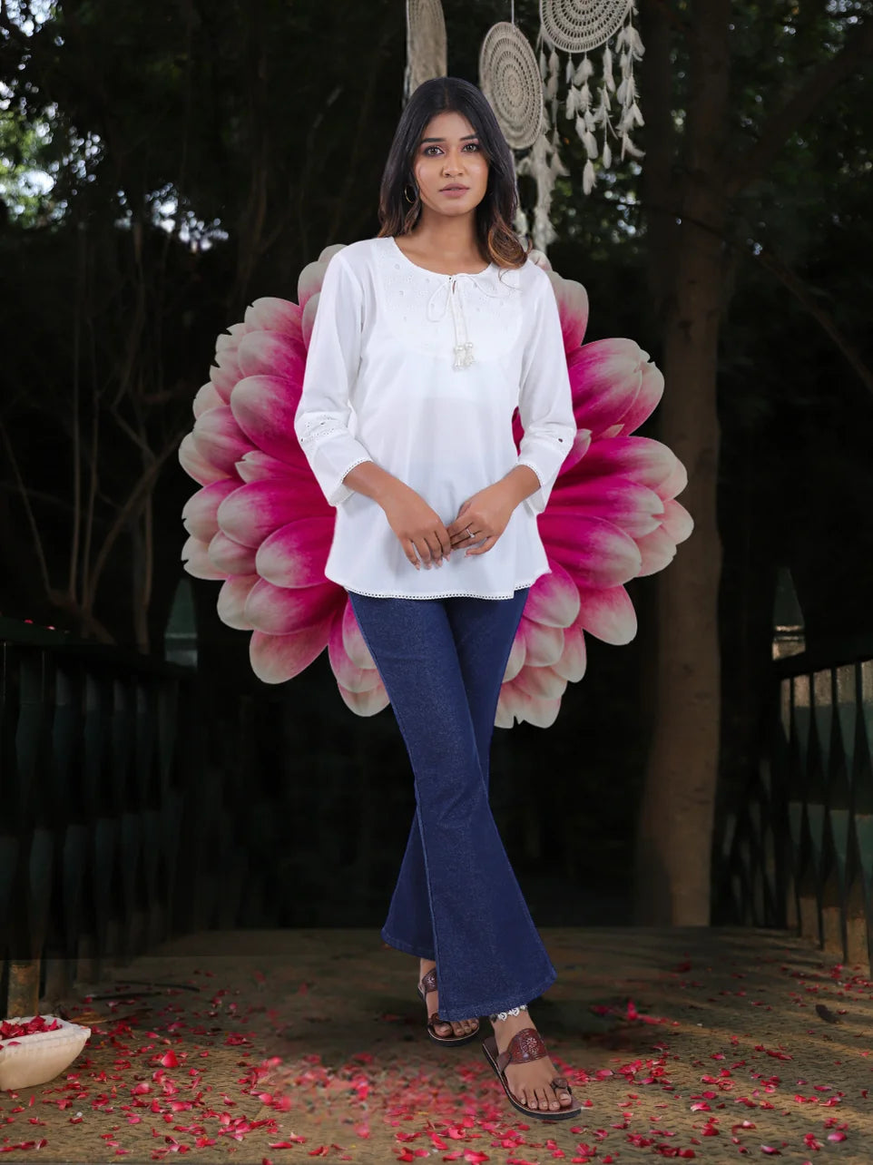 Amrita - Organic Cotton White Top For Women