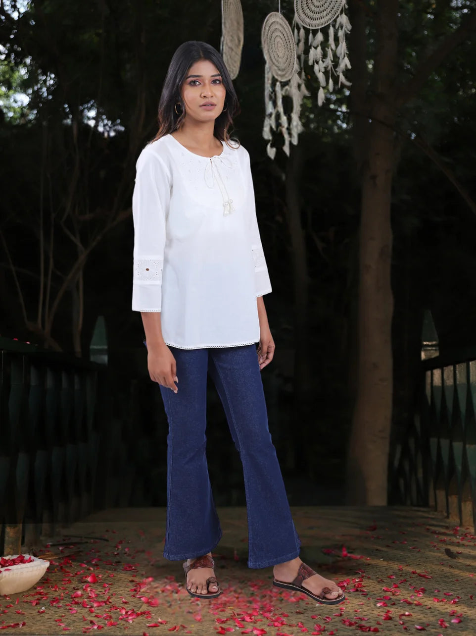 Amrita - Organic Cotton White Top For Women