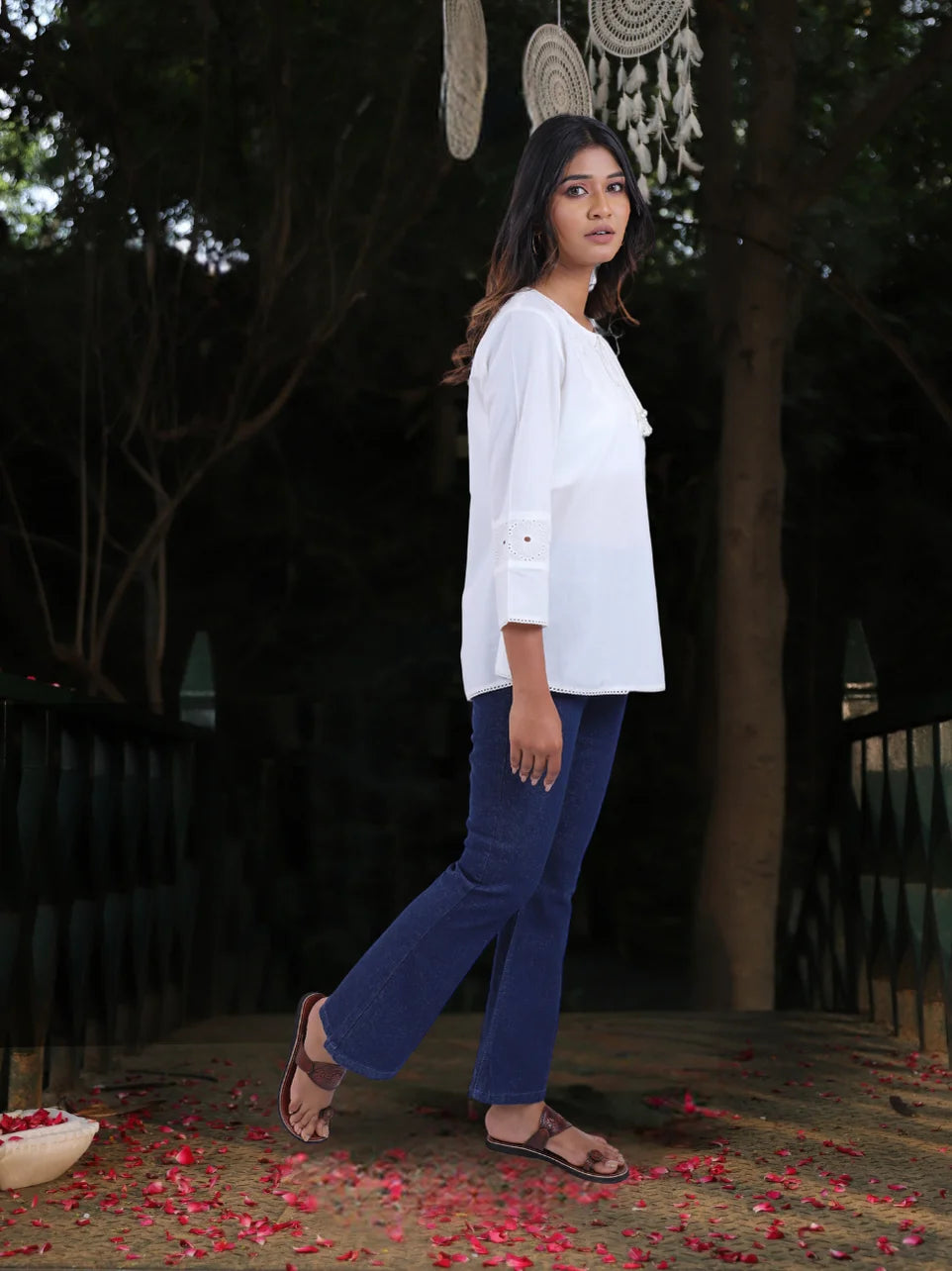 Amrita - Organic Cotton White Top For Women