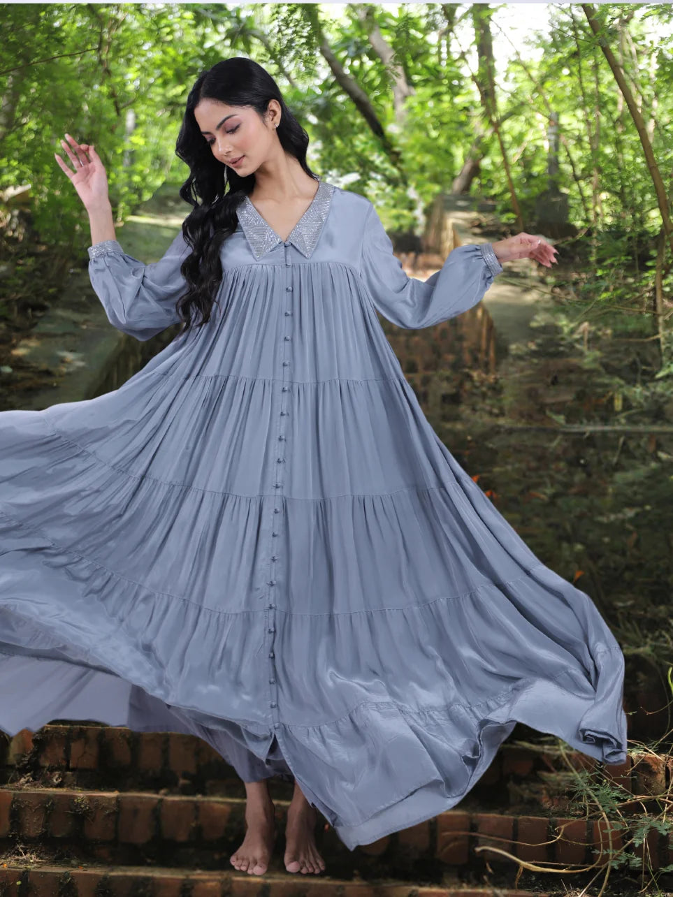 Daivi Vanya - Grey Full Length Angel Gown