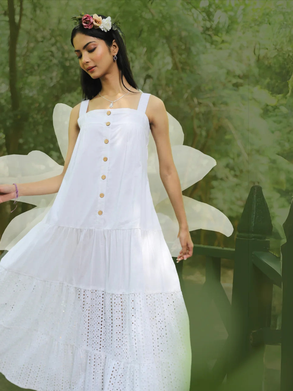 Aatmik Saundarya - White Square Neck Dress