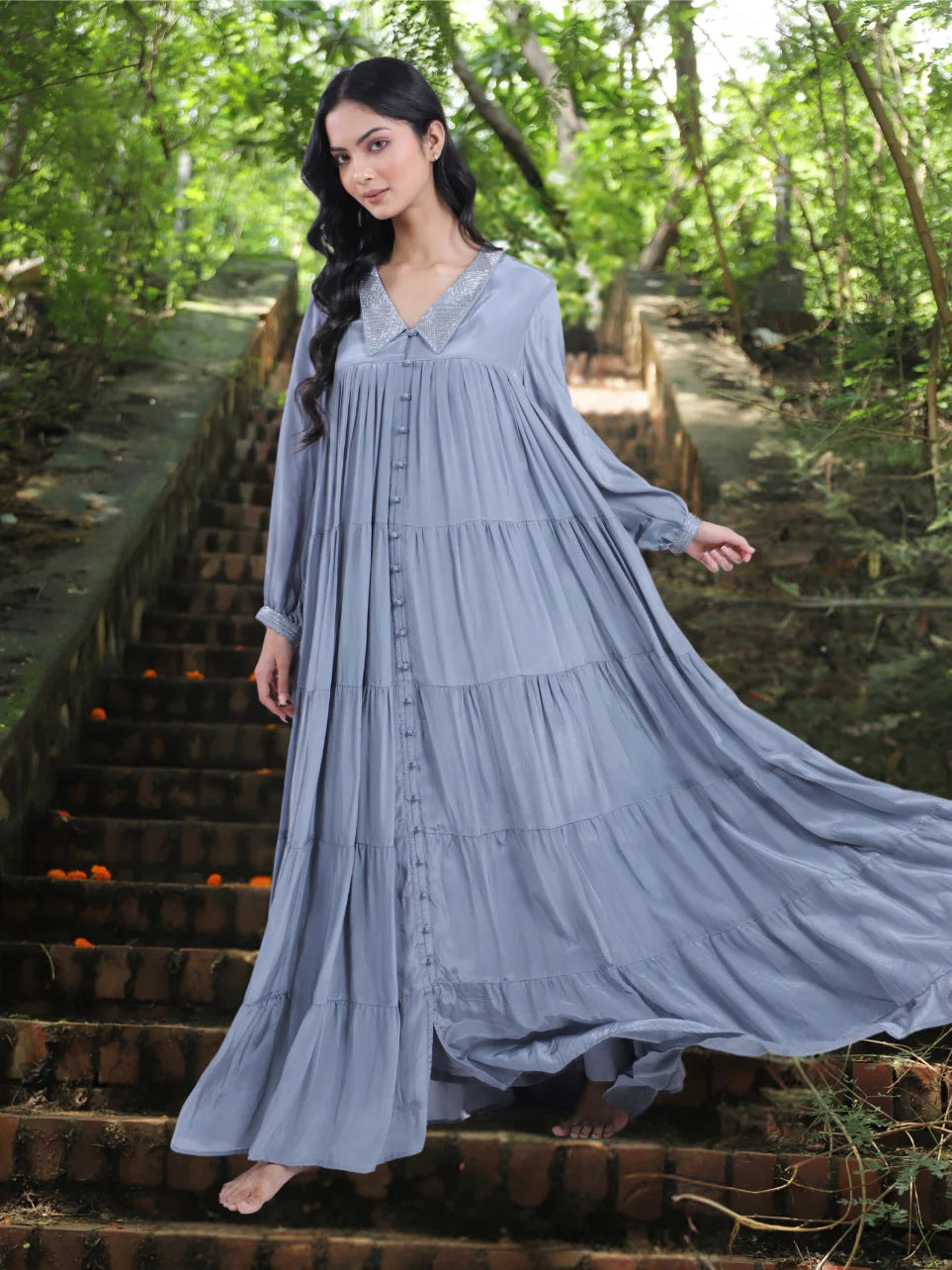 Daivi Vanya - Grey Full Length Angel Gown
