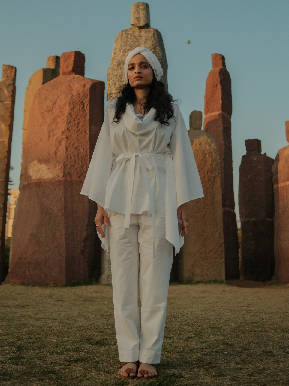 Agamita - White Cowl Neck Co-ord Set