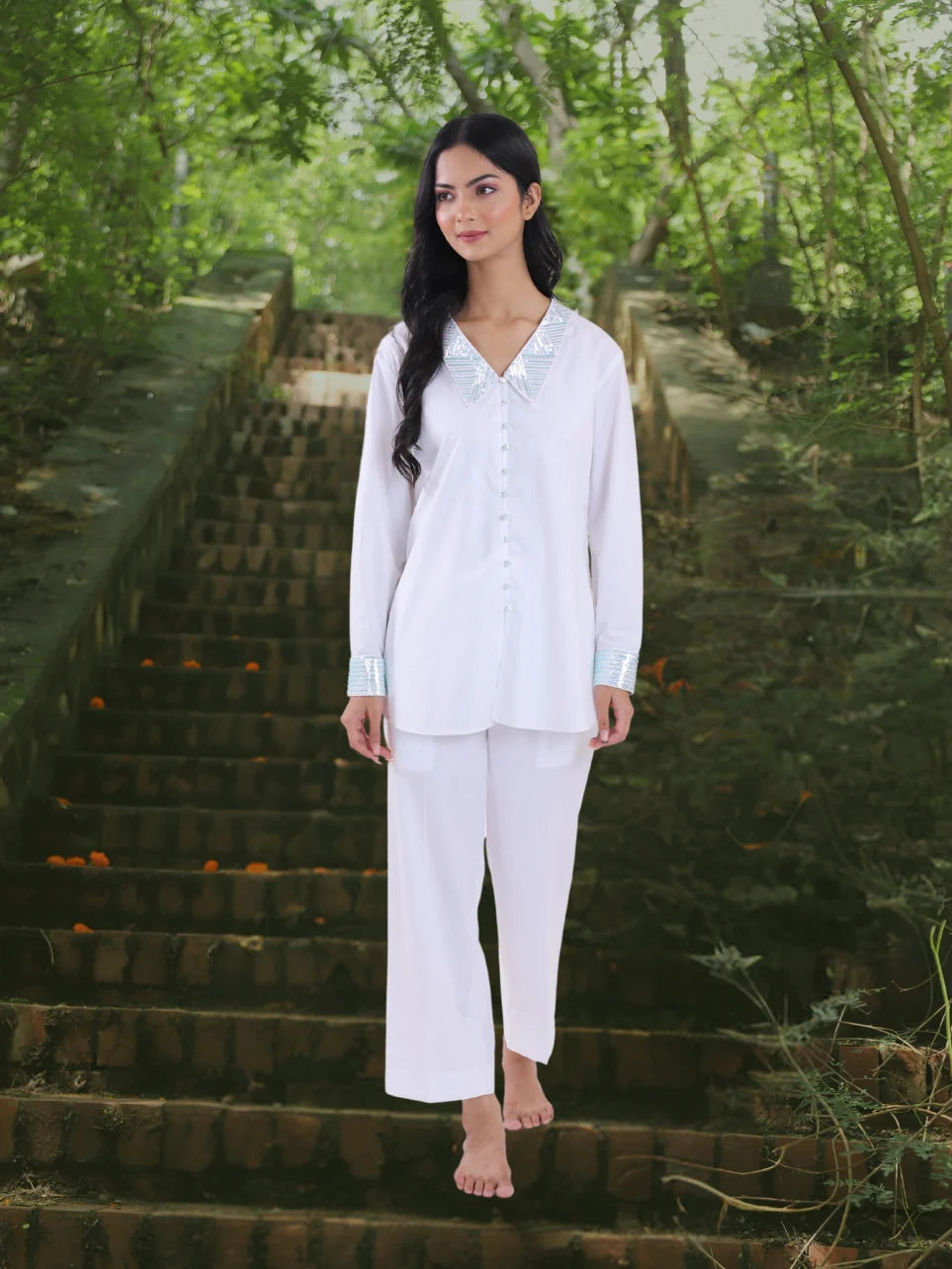 Aham Prema - White Handwork Co-ord Set