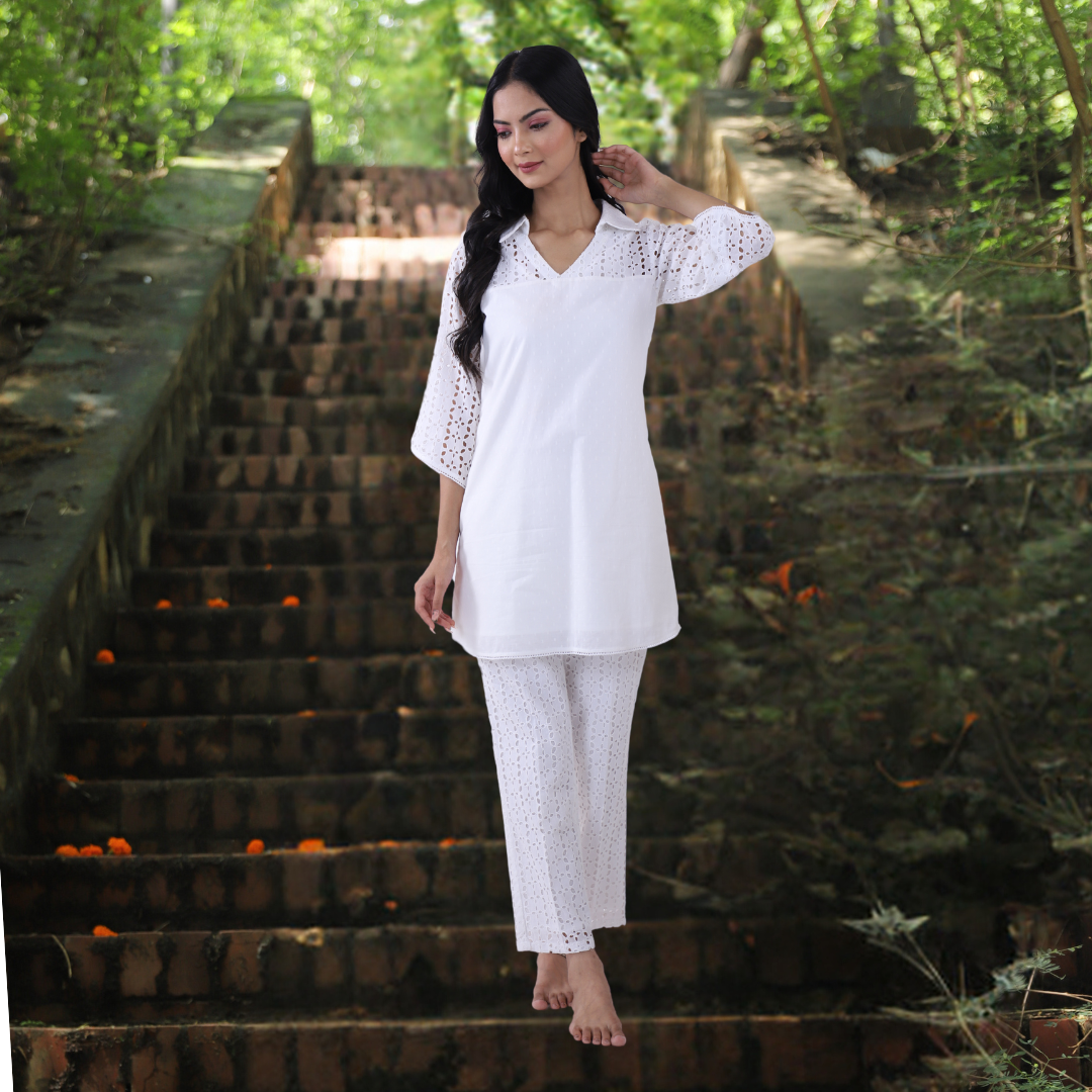 Ananta Hansa Abhushana - White Co Ord Set Women