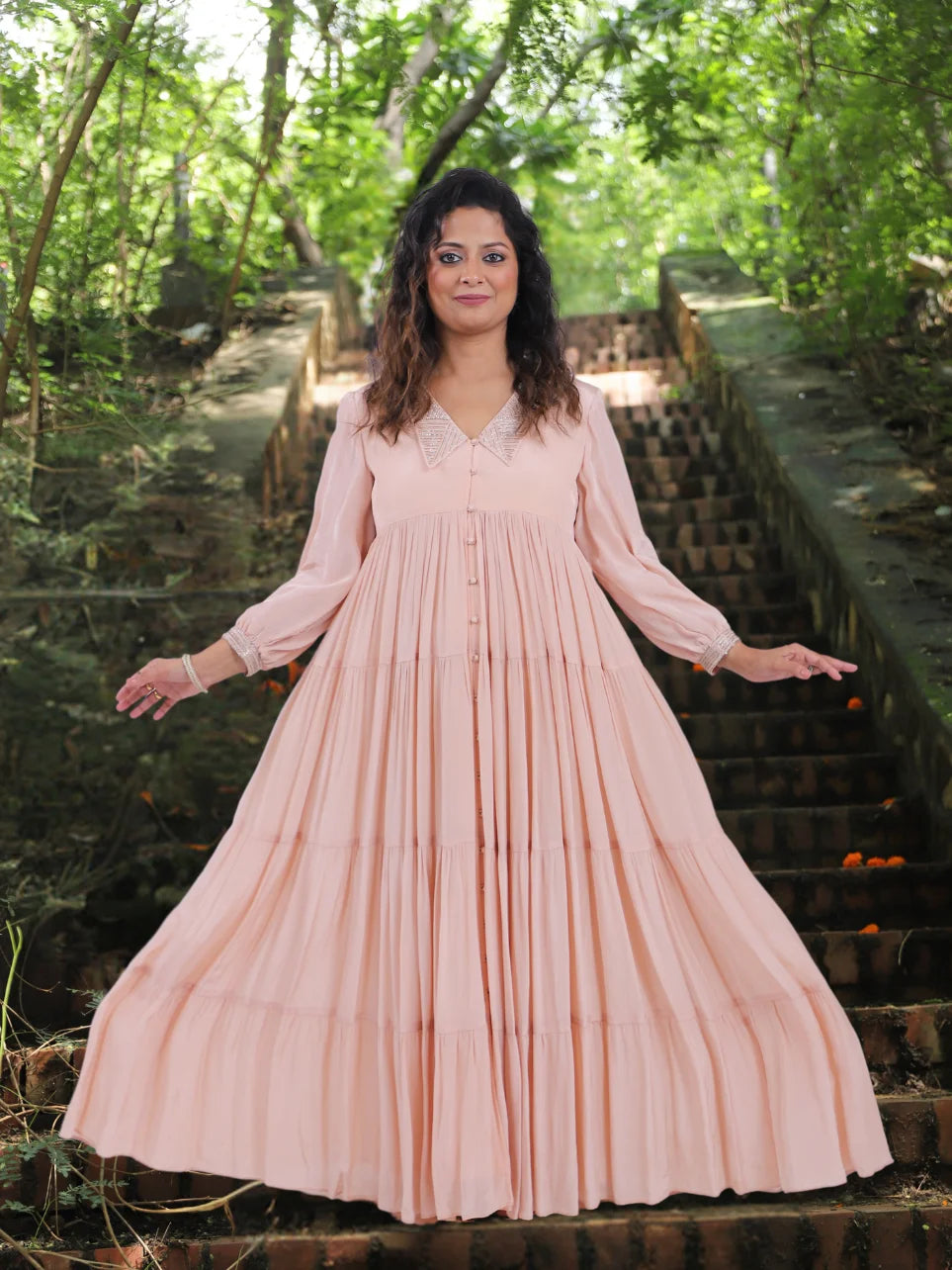 Daivi Vanya - Beige Full Length Angel Gown