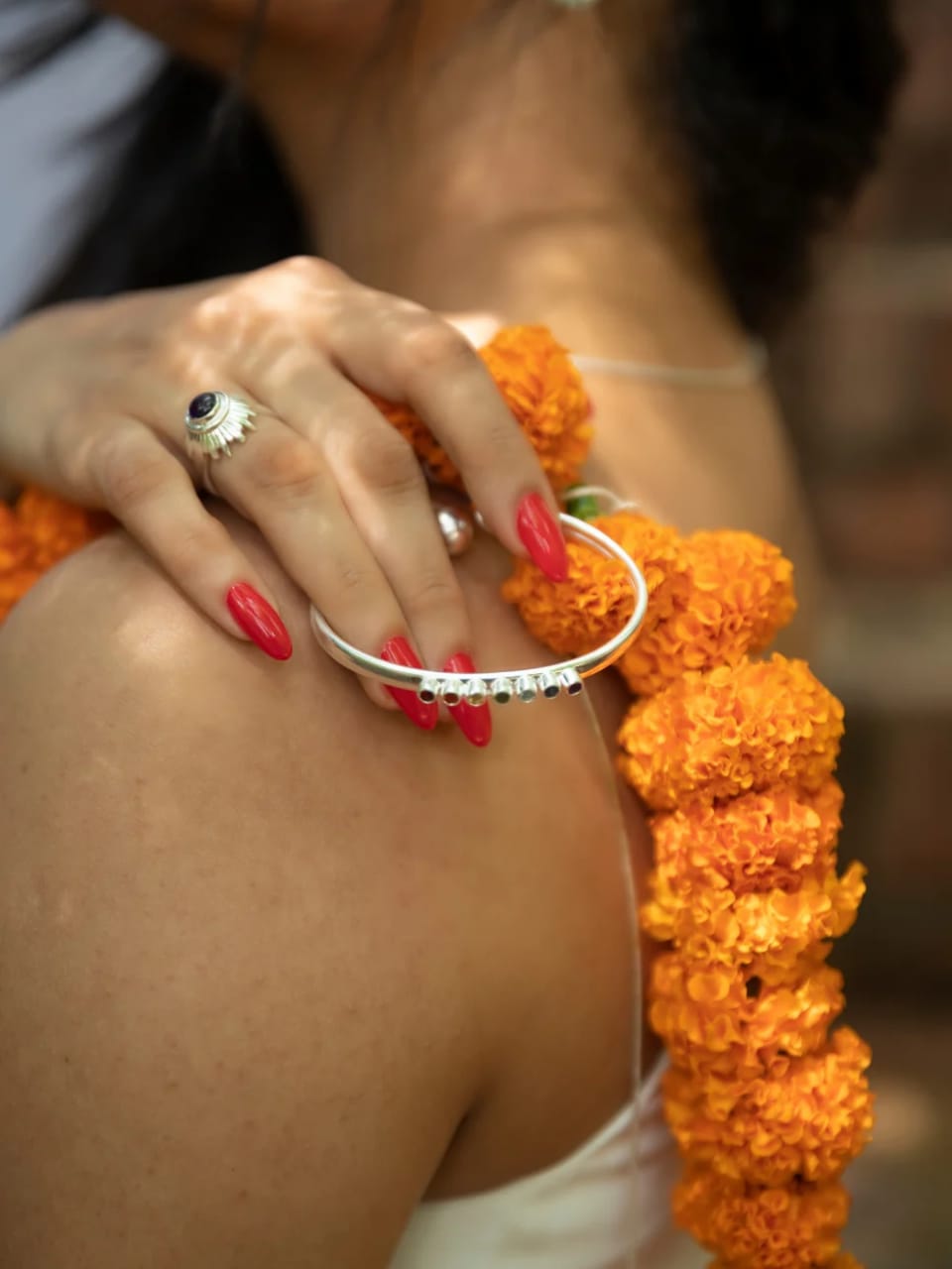 Seven Chakra Harmony Silver Bangle