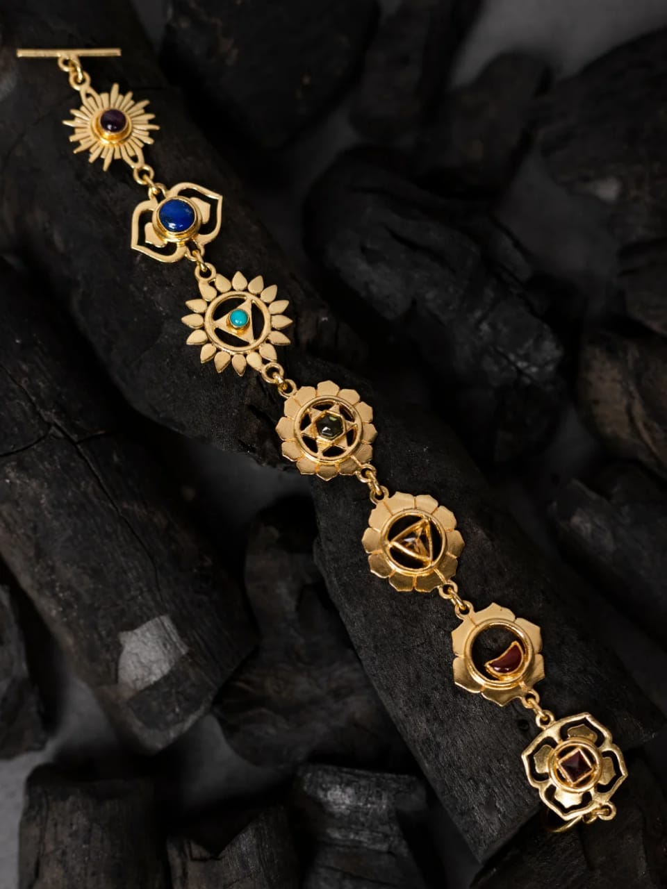 7 Chakra Gold Plated Bracelet
