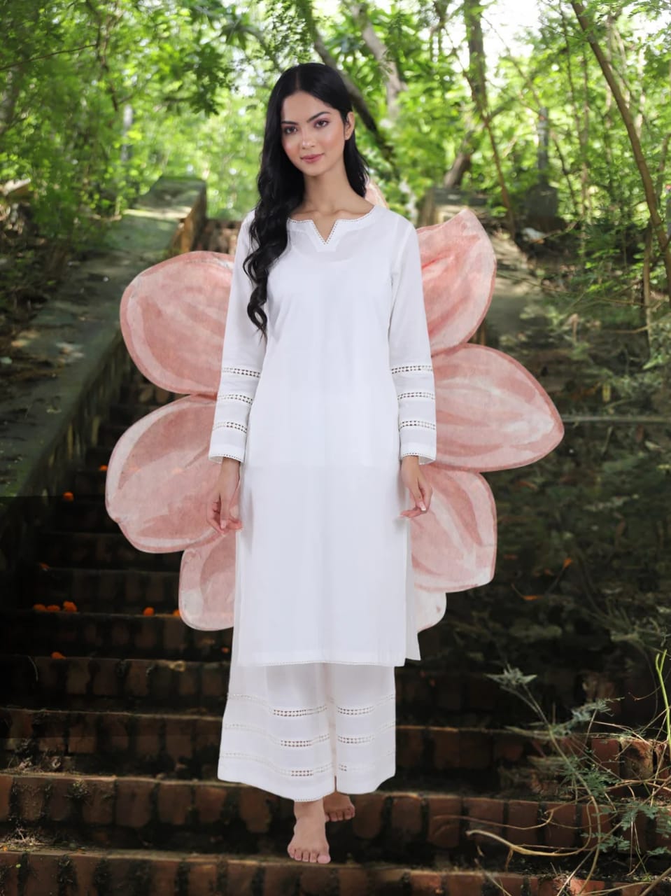Rashim Ragini - White Kurta with Flared Palazzo