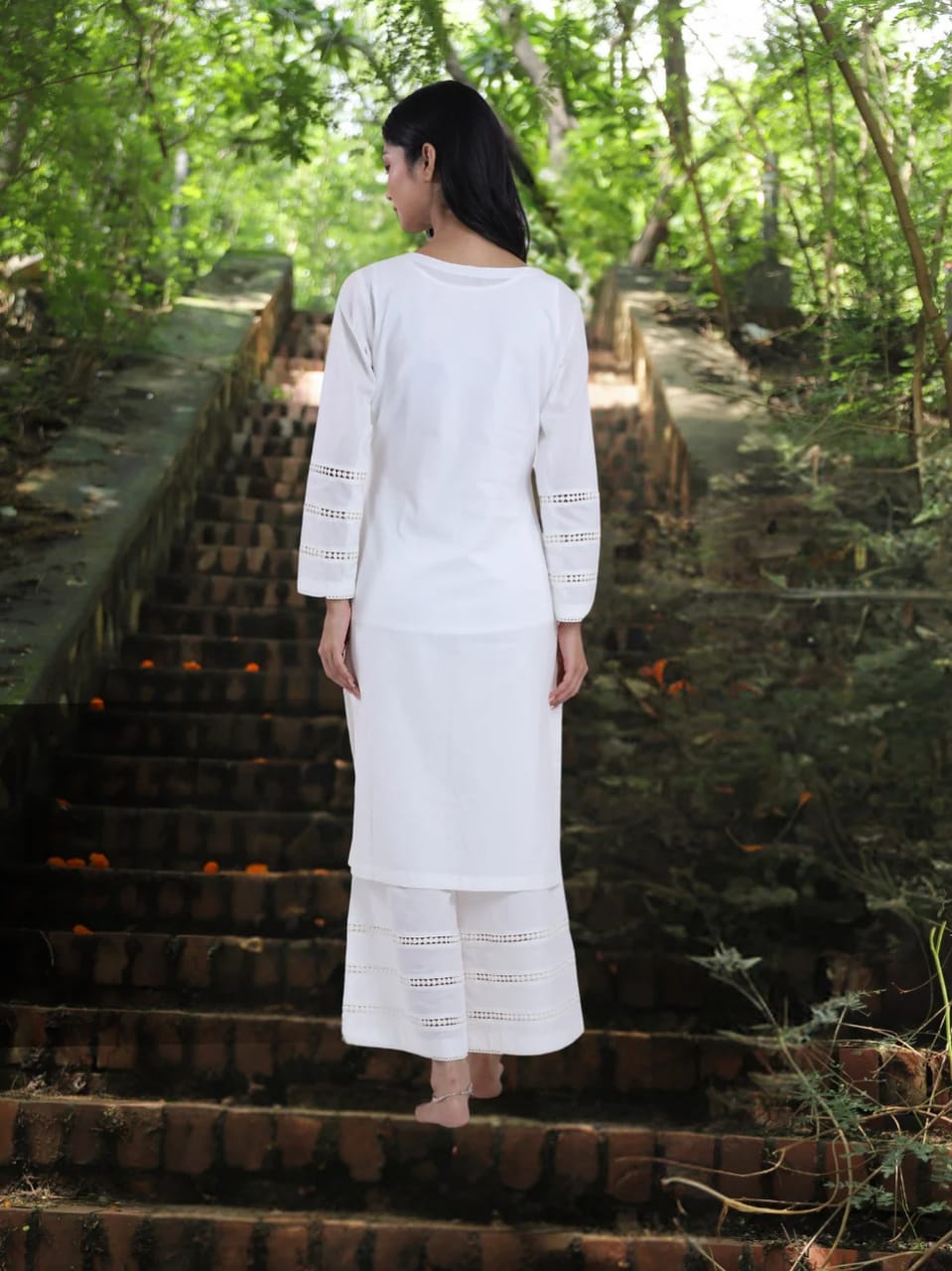 Rashim Ragini - White Kurta with Flared Palazzo