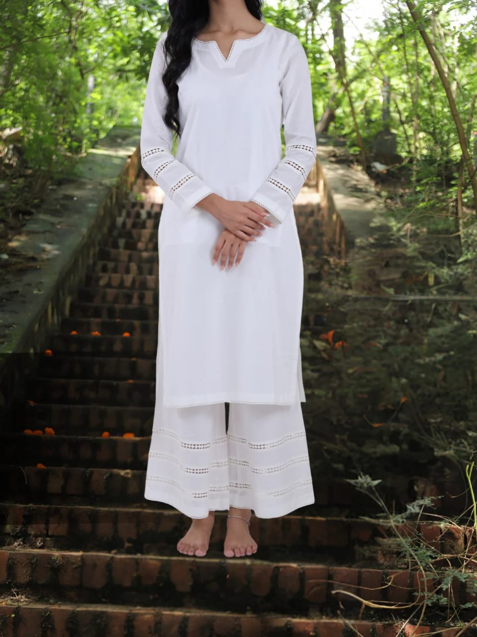 Rashim Ragini - White Kurta with Flared Palazzo