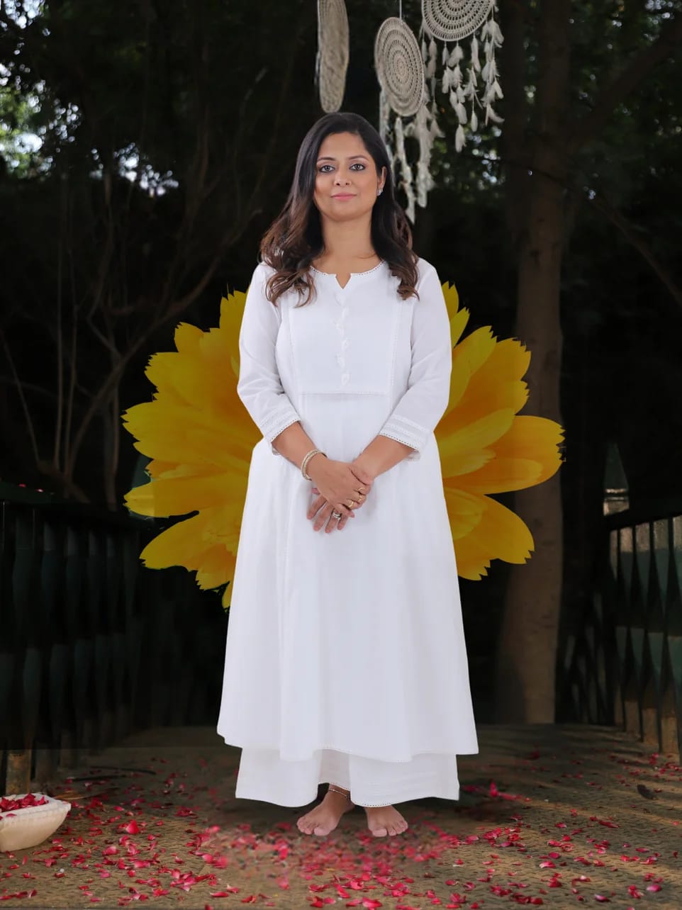 Sudiksha - White Straight Kurta and Palazzo