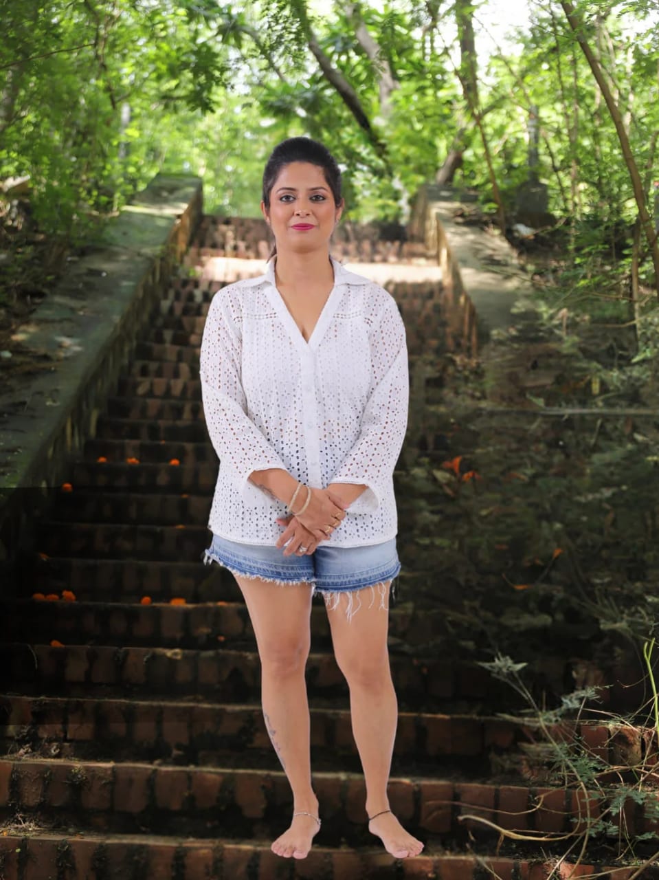 Rajasi Hans - White Schiffli Cotton Straight Shirt